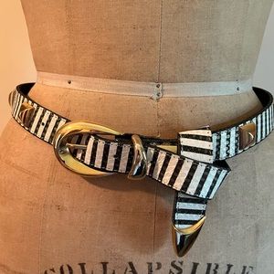 Printed Leather Belt with Studs